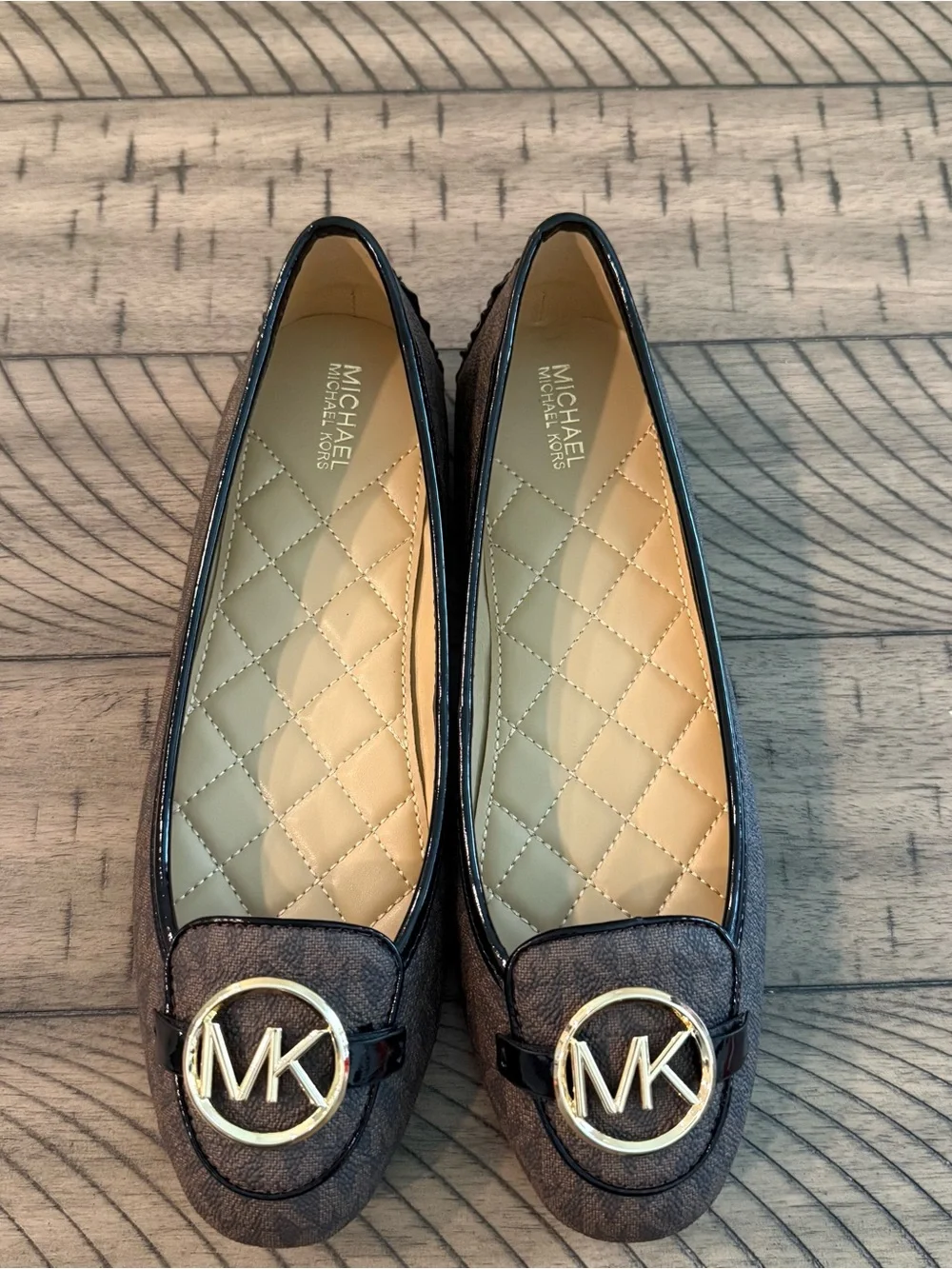 New Michael Kors Lillie Mix Flat Sandals Brown Size 8